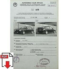1988 Alfa Romeo Alfa 33 1.7 Quadrifoglio Verde FIA homologation form PDF download